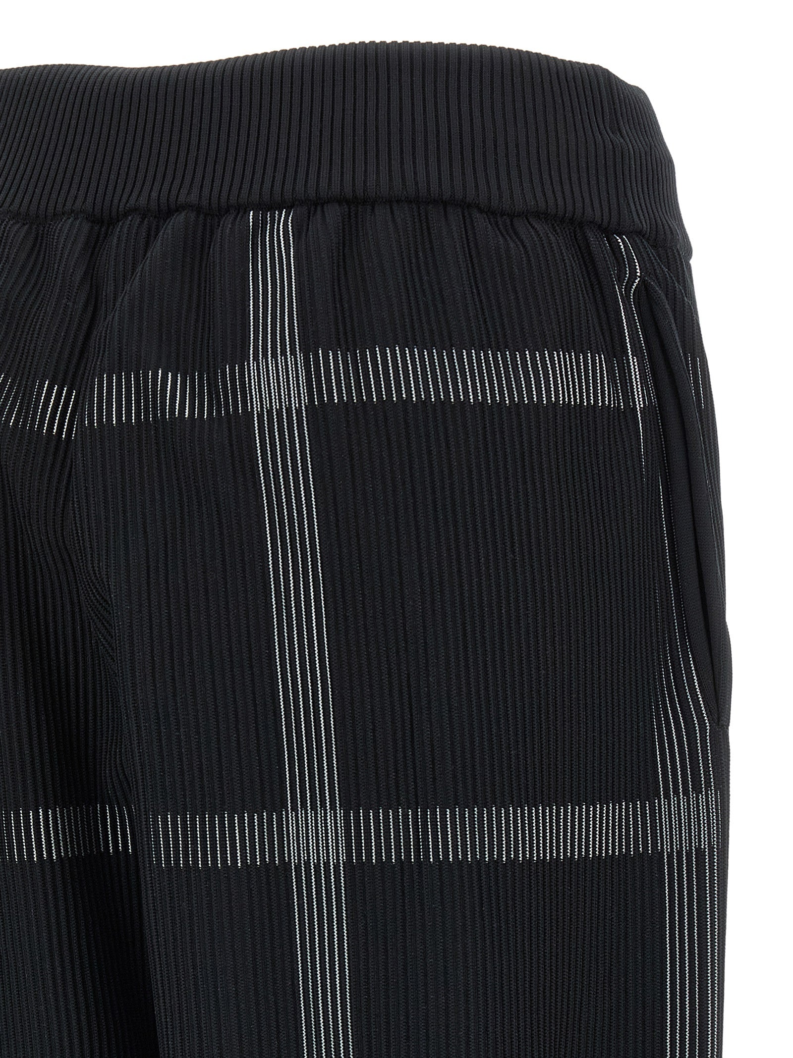 Black Polyester Casual Pants