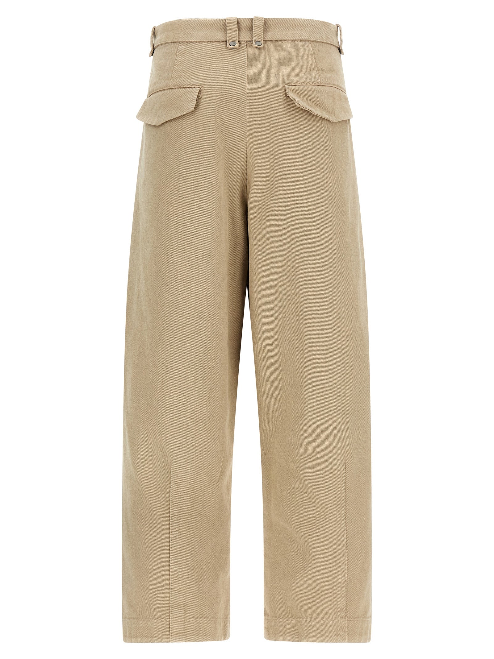 Beige Cotton Casual Pants