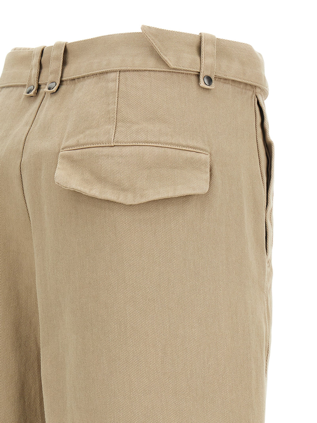 Beige Cotton Casual Pants