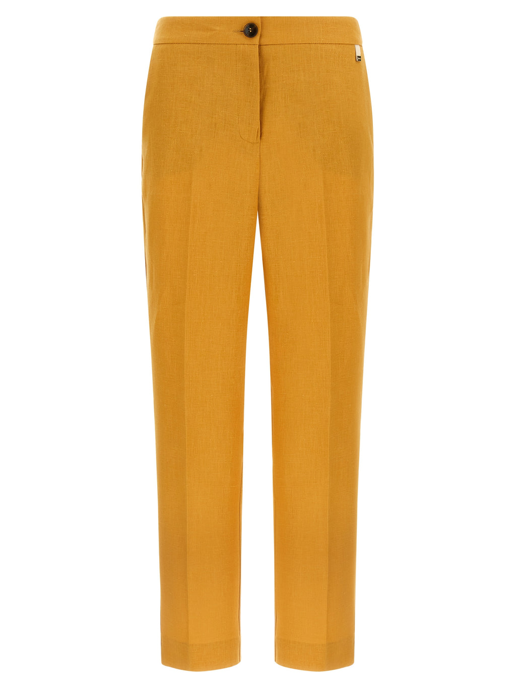 Orange Linen Casual Pants