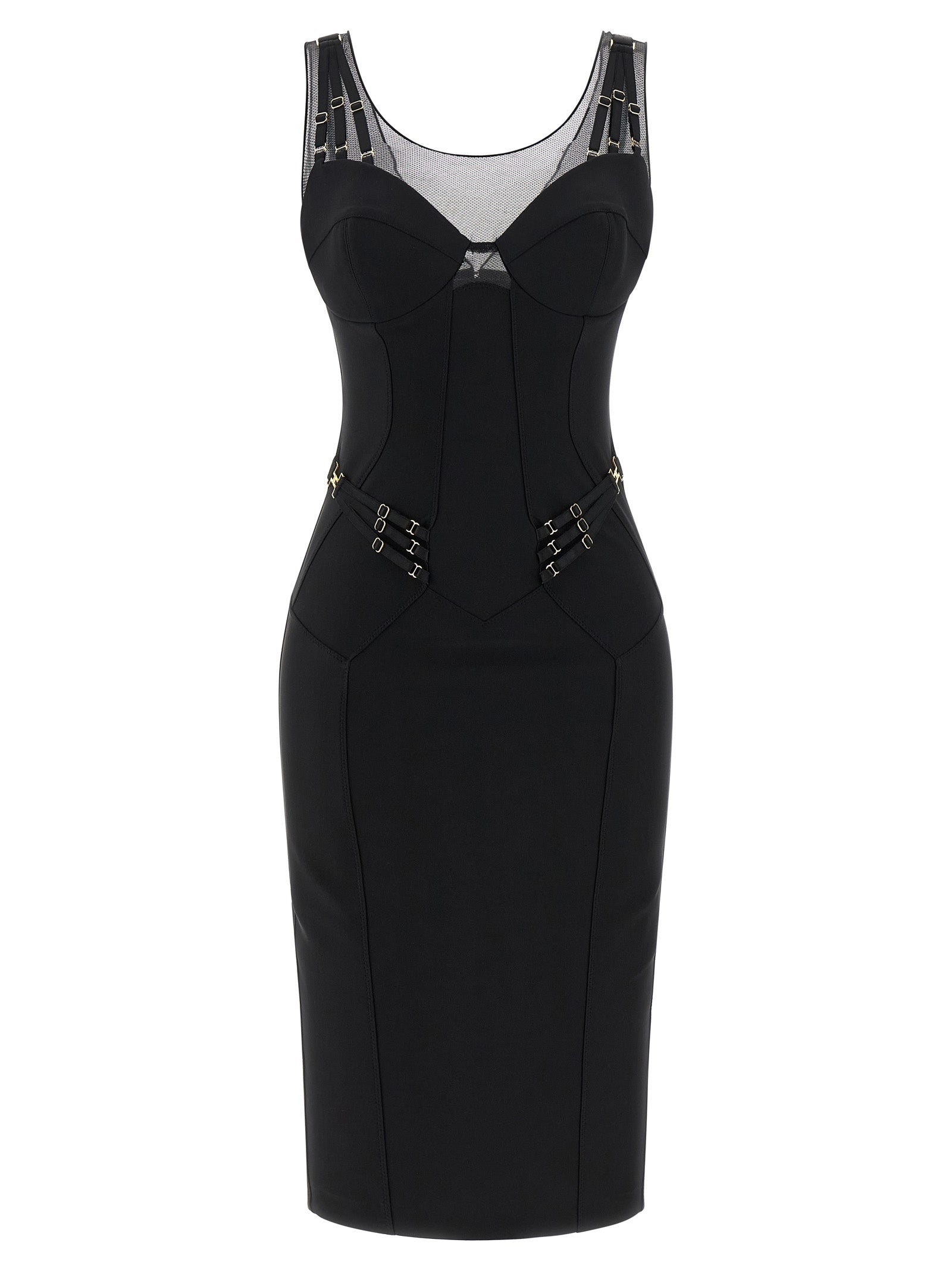 Black Polyamide Midi Dress