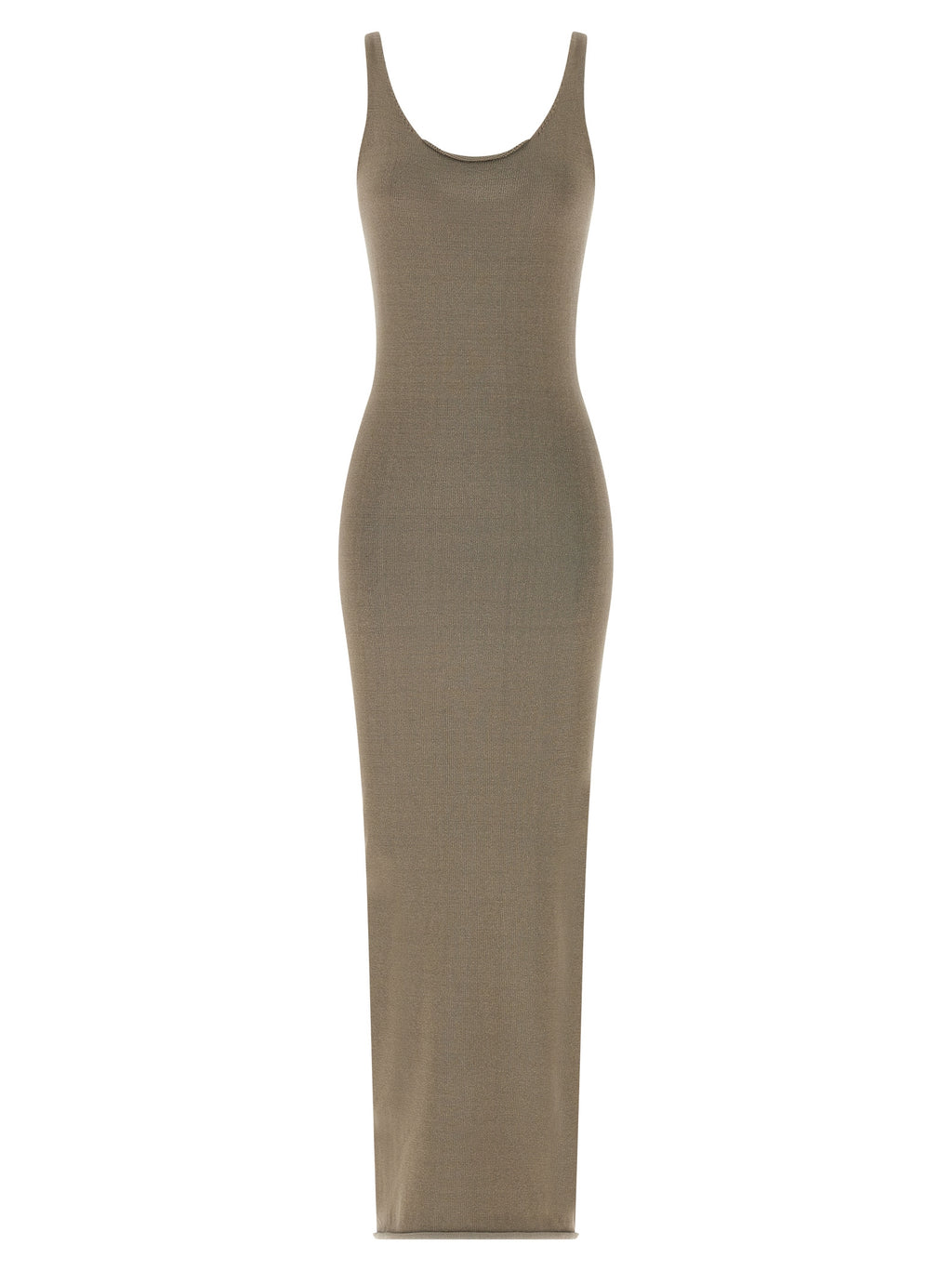 Beige Cotton Midi Dress
