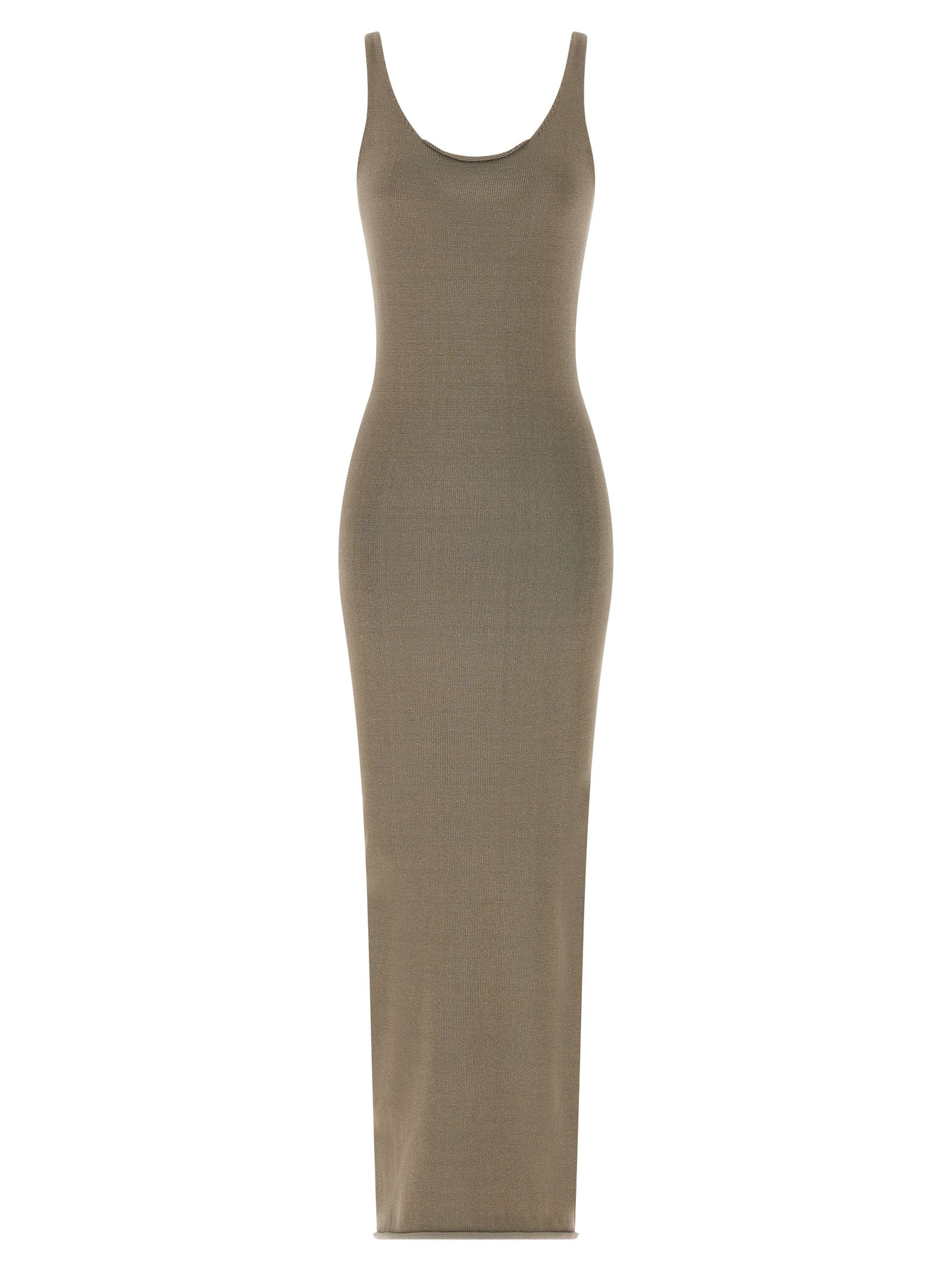 Beige Cotton Midi Dress
