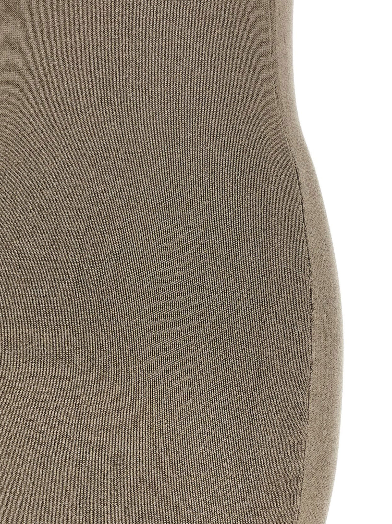 Beige Cotton Midi Dress