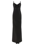 Black Polyester Long Dress