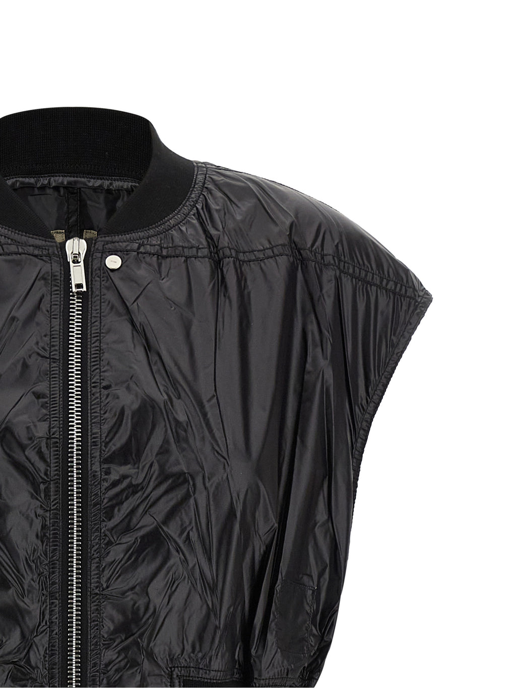 Black Nylon Sleeveless Jacket