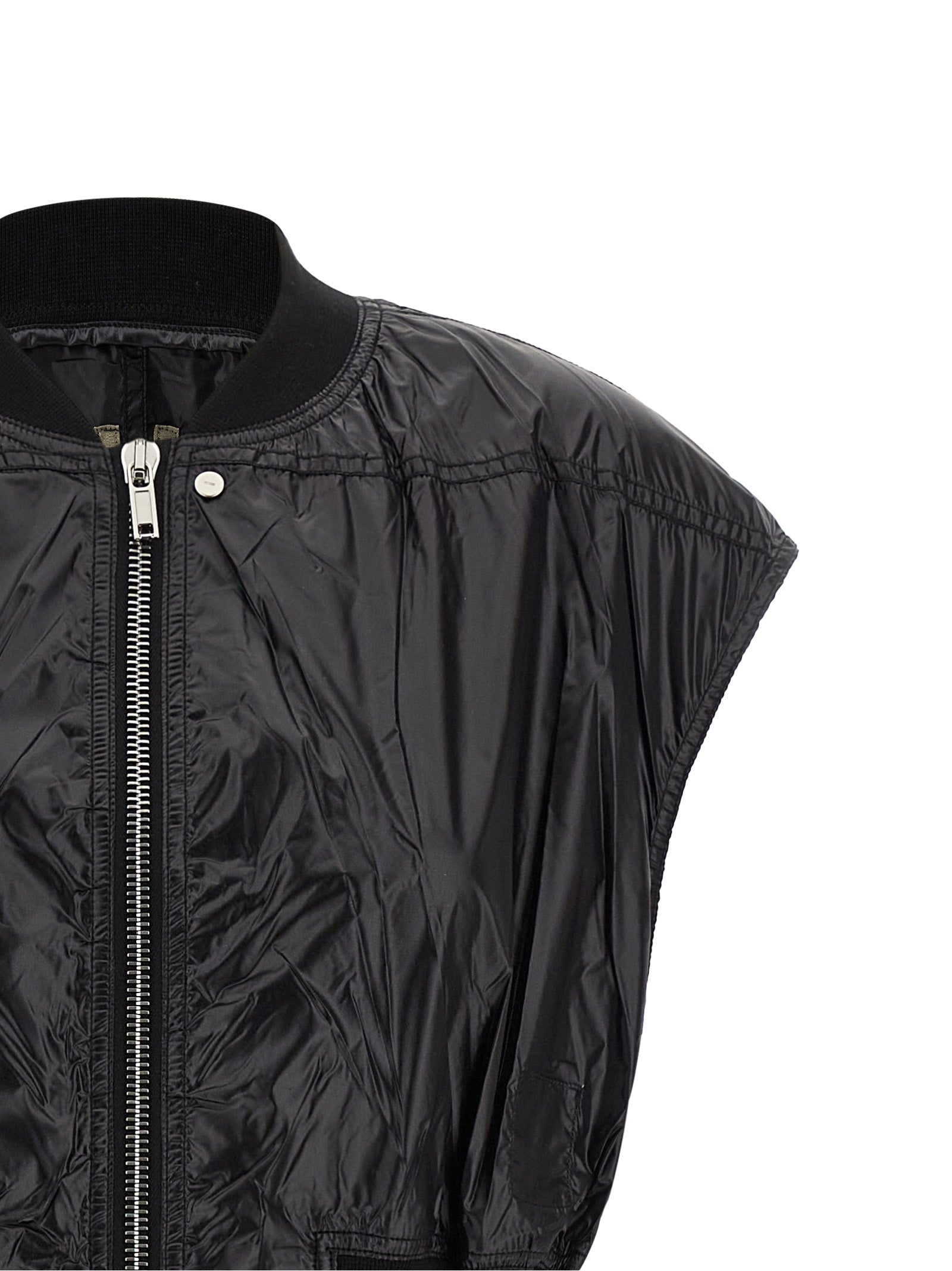 Black Nylon Sleeveless Jacket
