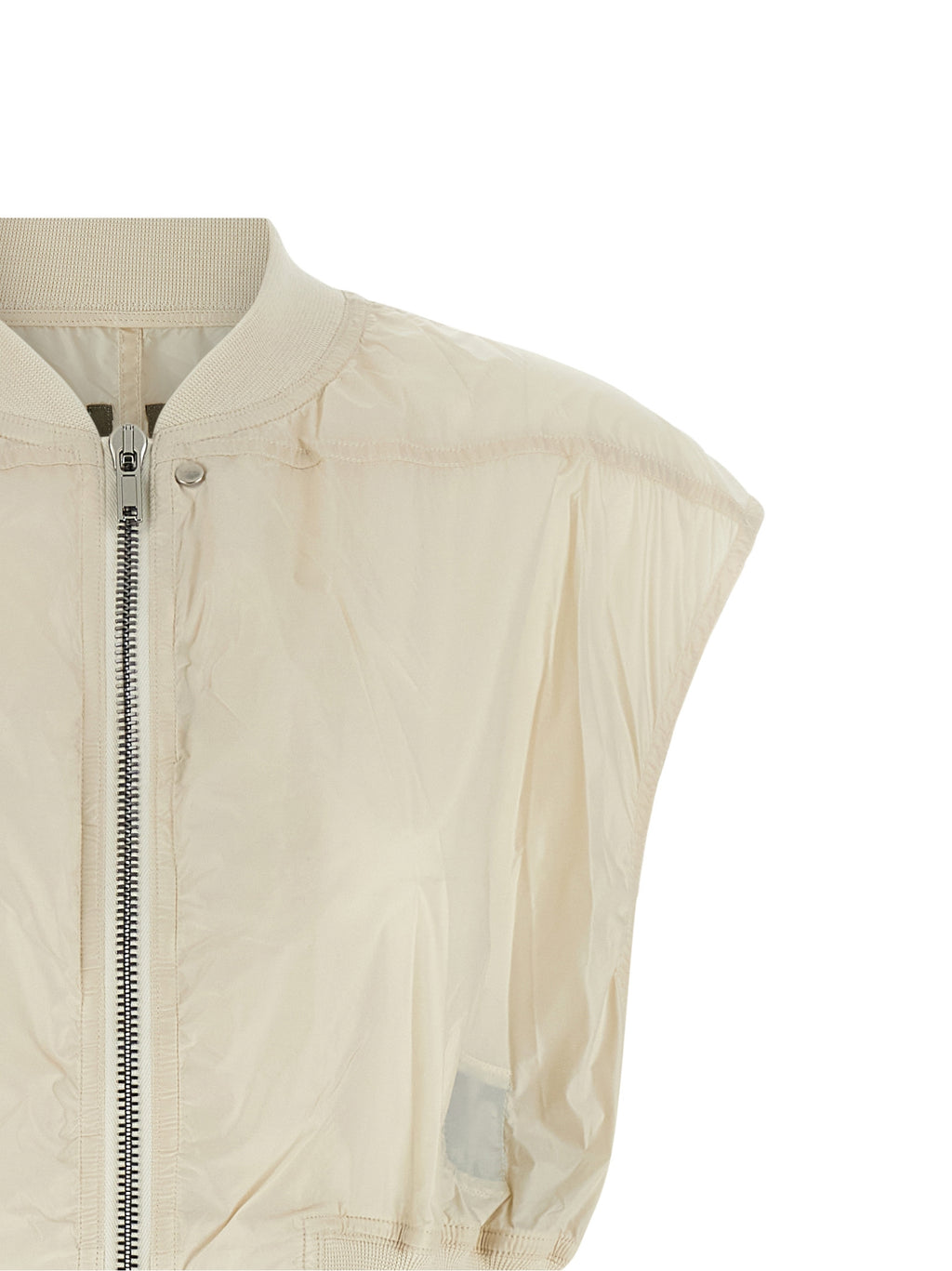 Beige Nylon Sleeveless Jacket