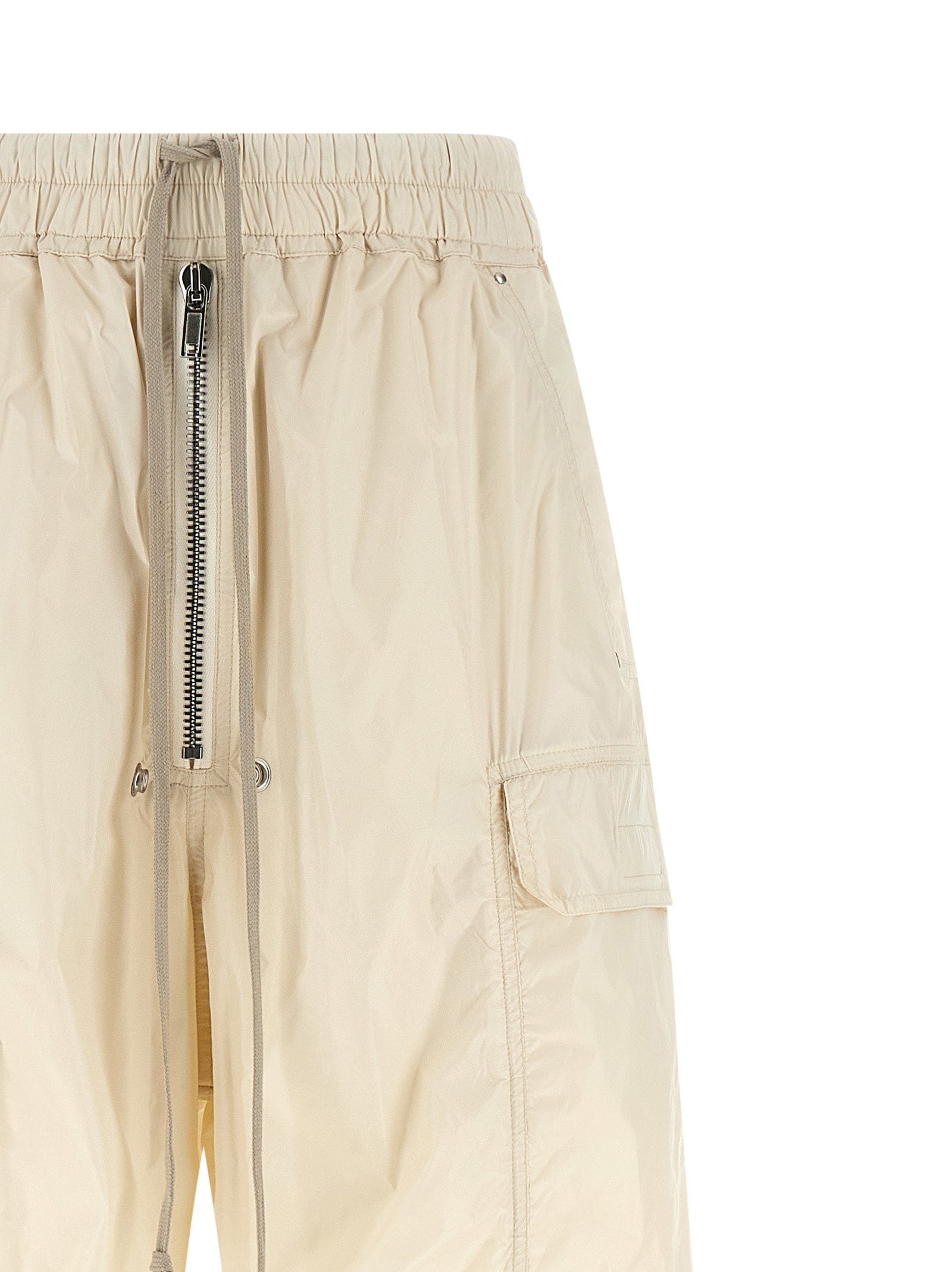 Beige Nylon Cargo Pants