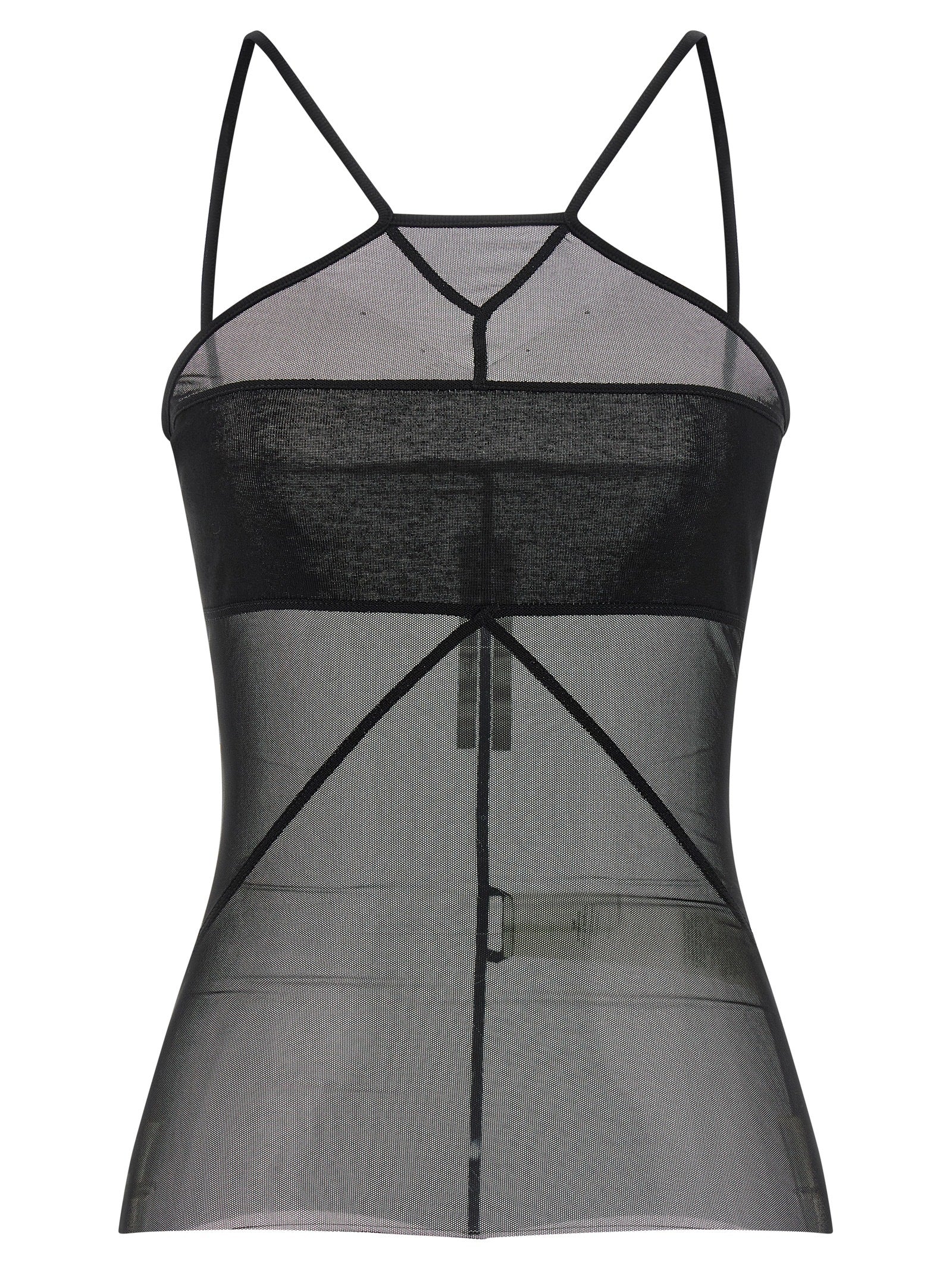 Black Nylon Sleeveles T-Shirt