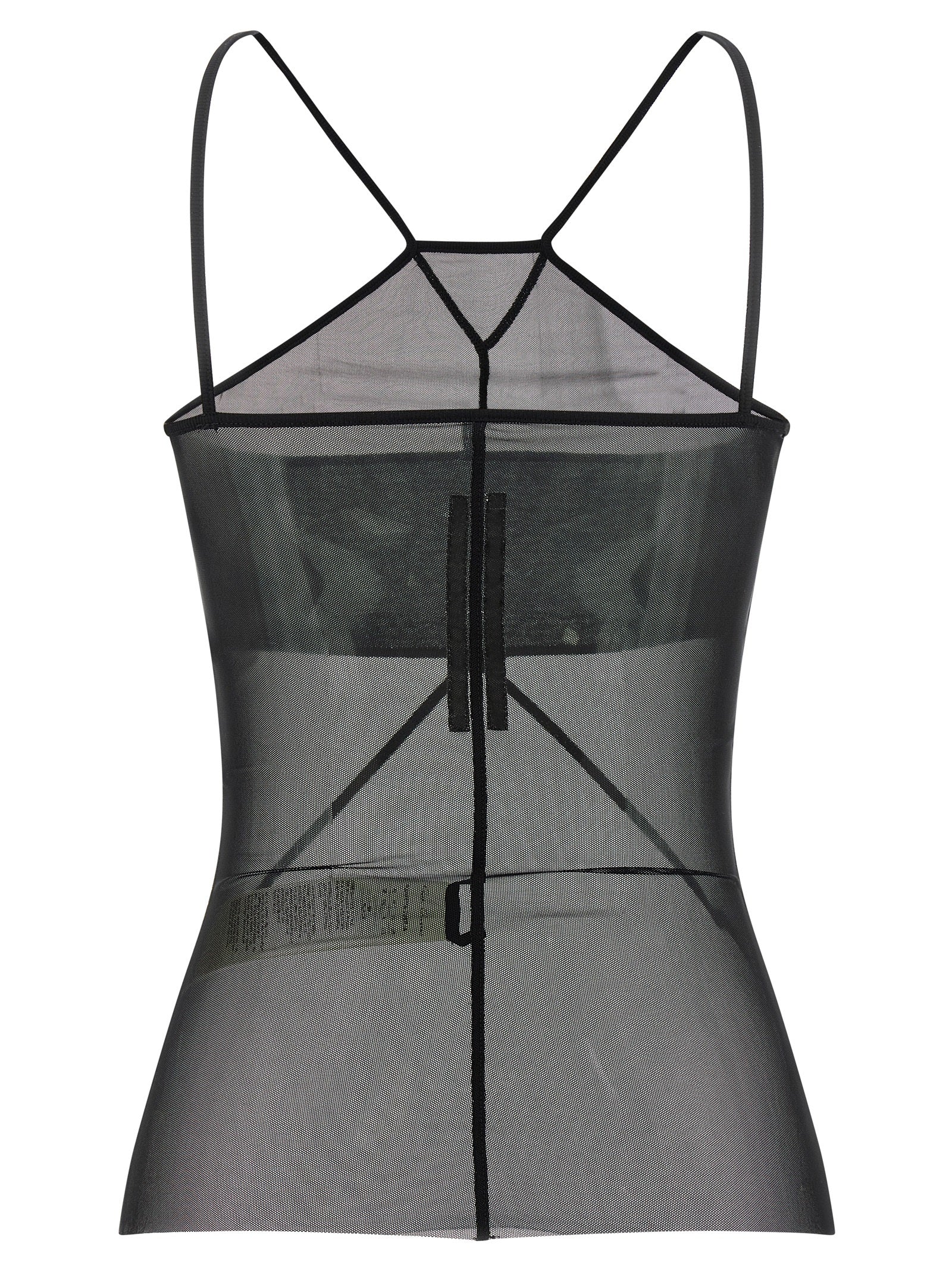 Black Nylon Sleeveles T-Shirt
