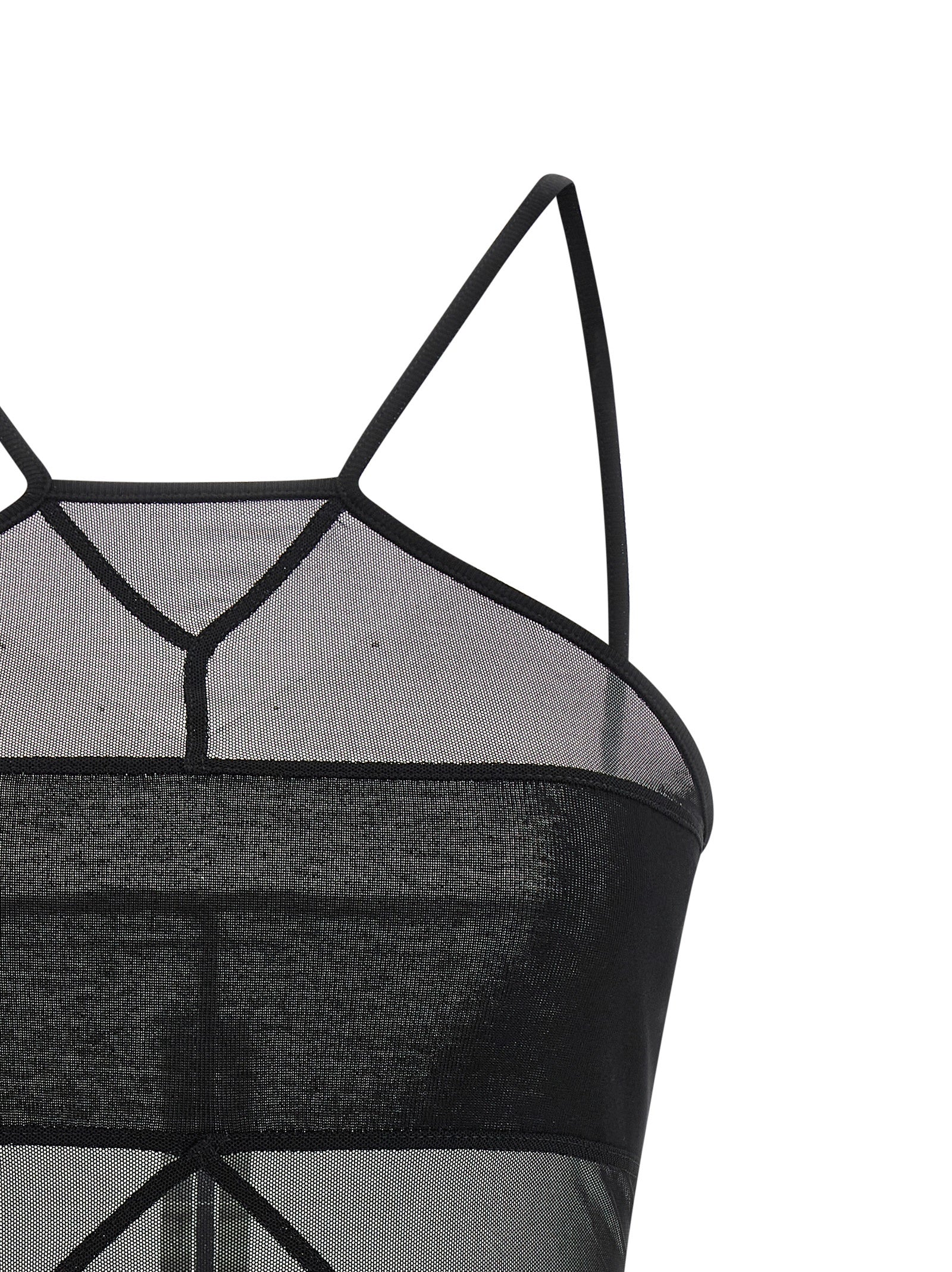 Black Nylon Sleeveles T-Shirt