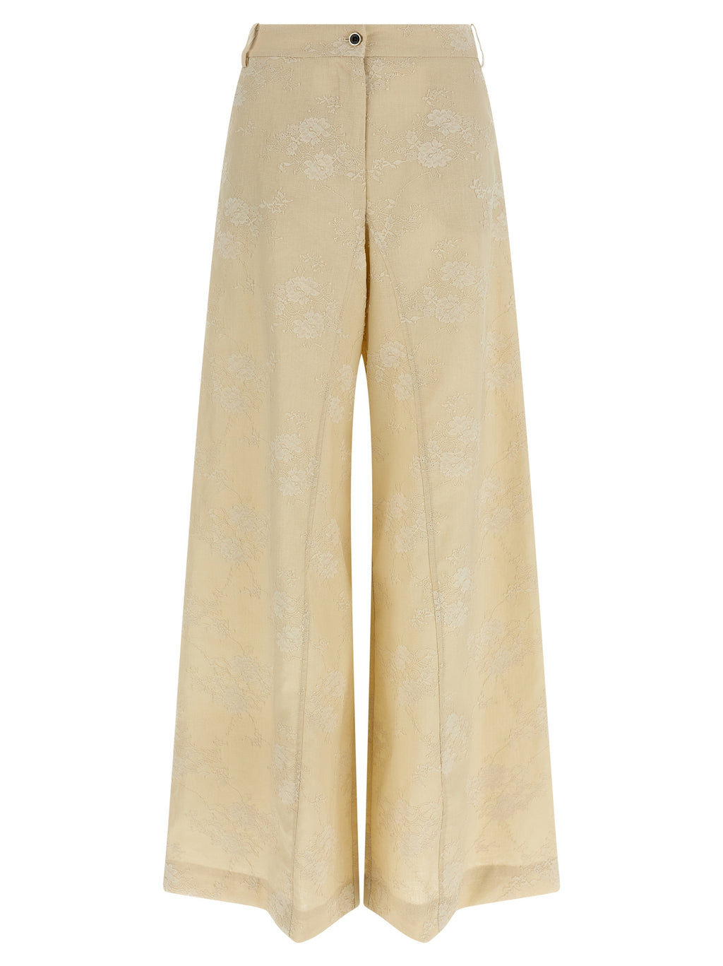 Beige Linen Flared Pants