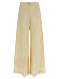 Beige Linen Flared Pants