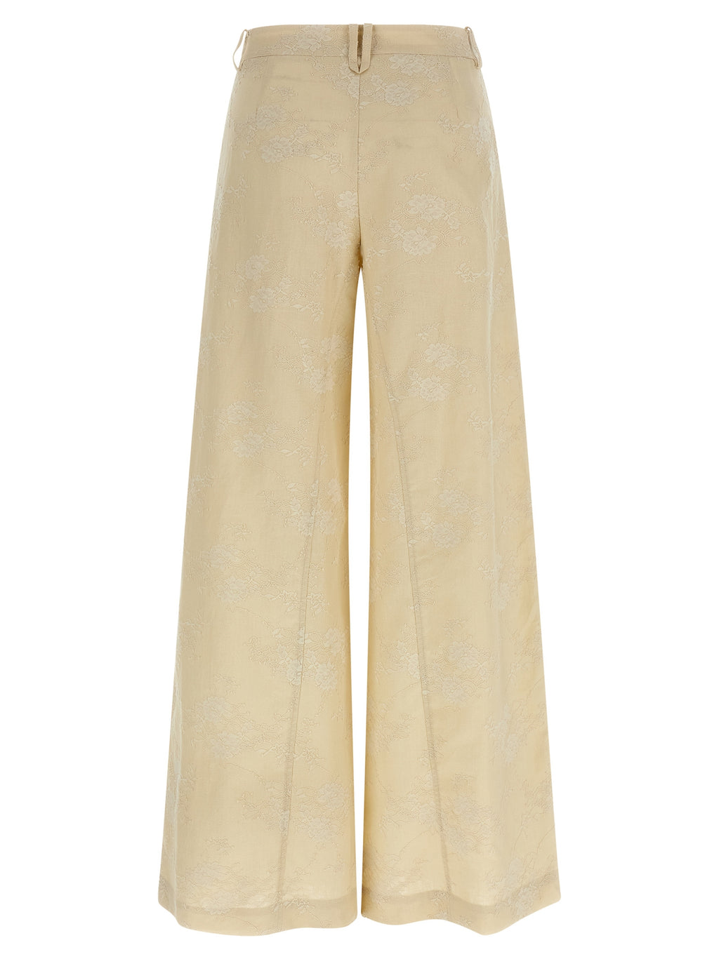 Beige Linen Flared Pants