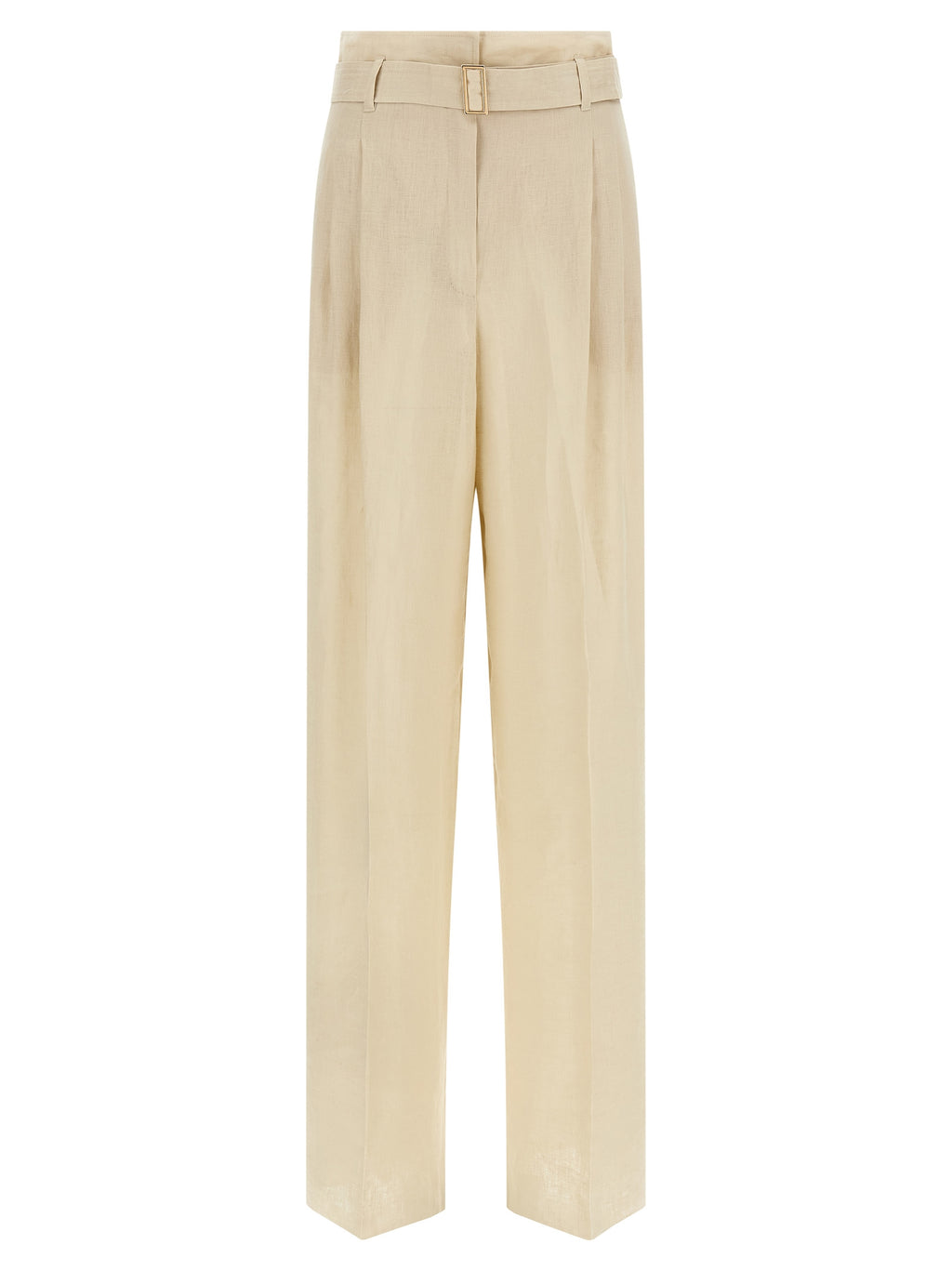 Beige Linen Casual Pants