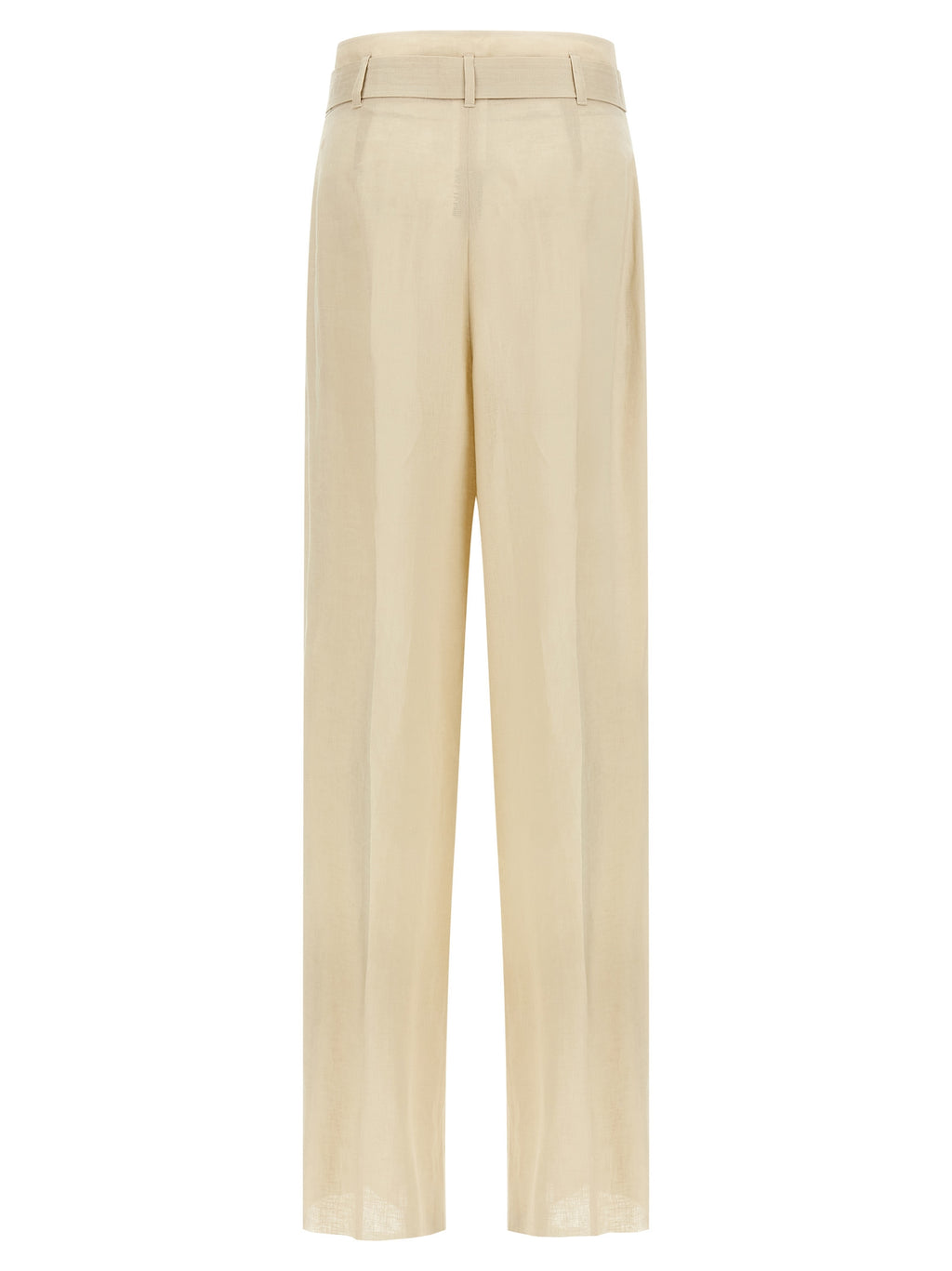 Beige Linen Casual Pants