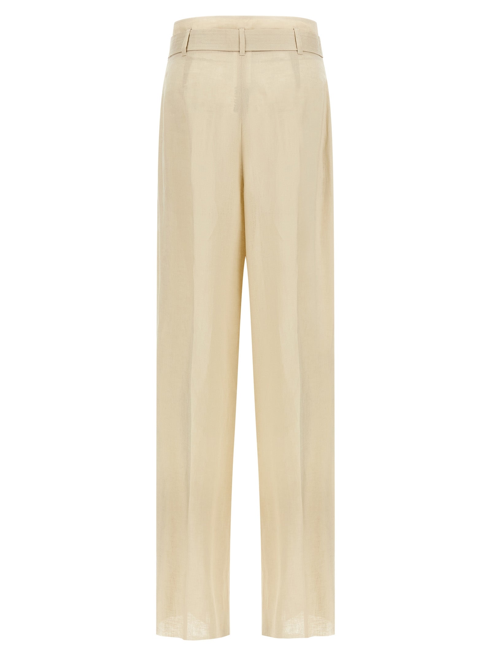 Beige Linen Casual Pants