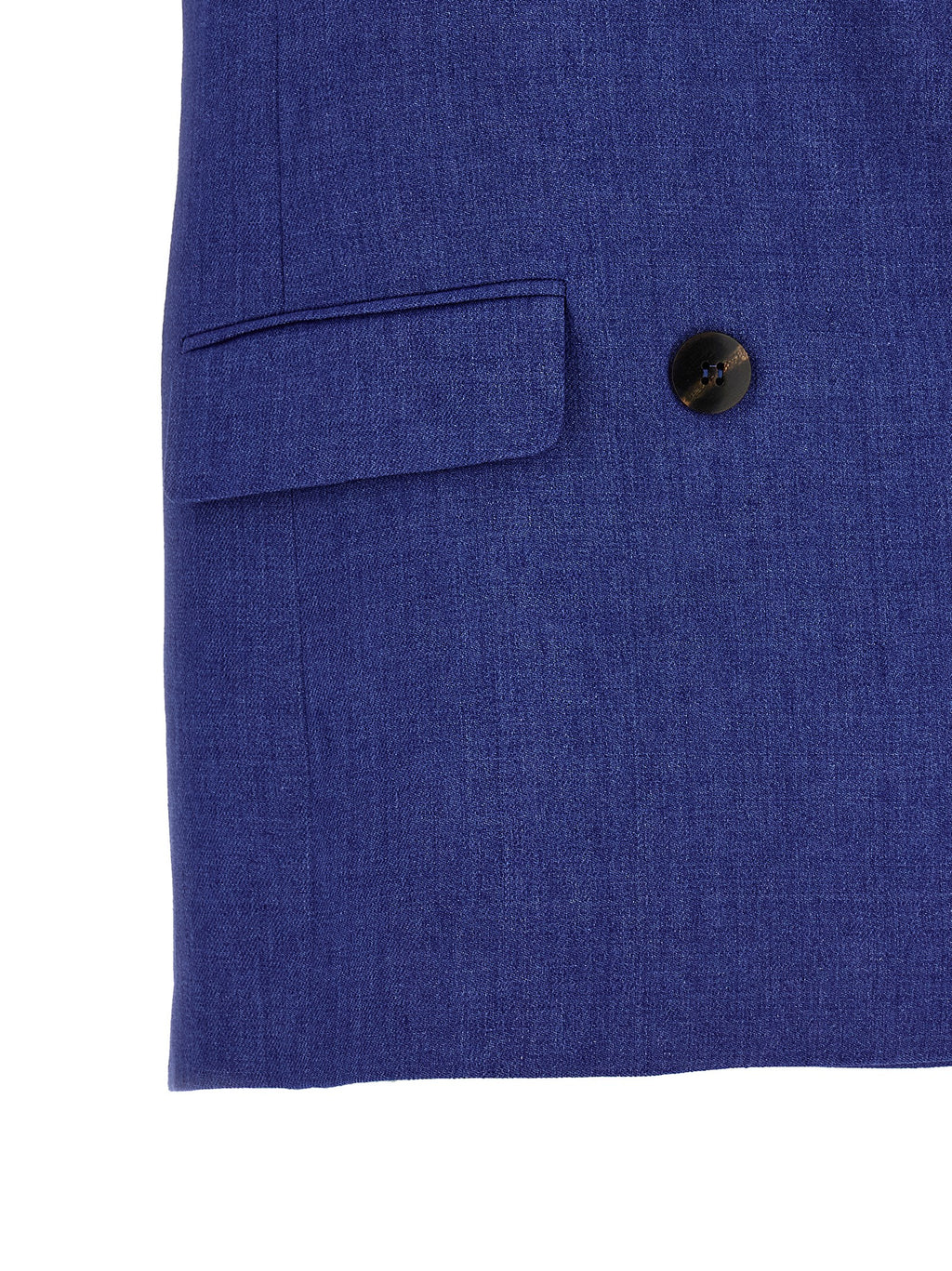 Blue Linen Sleeveless Jacket