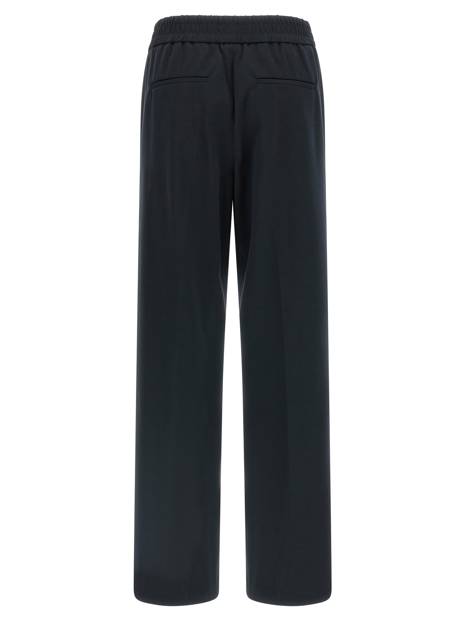 Blue Cotton Casual Pants