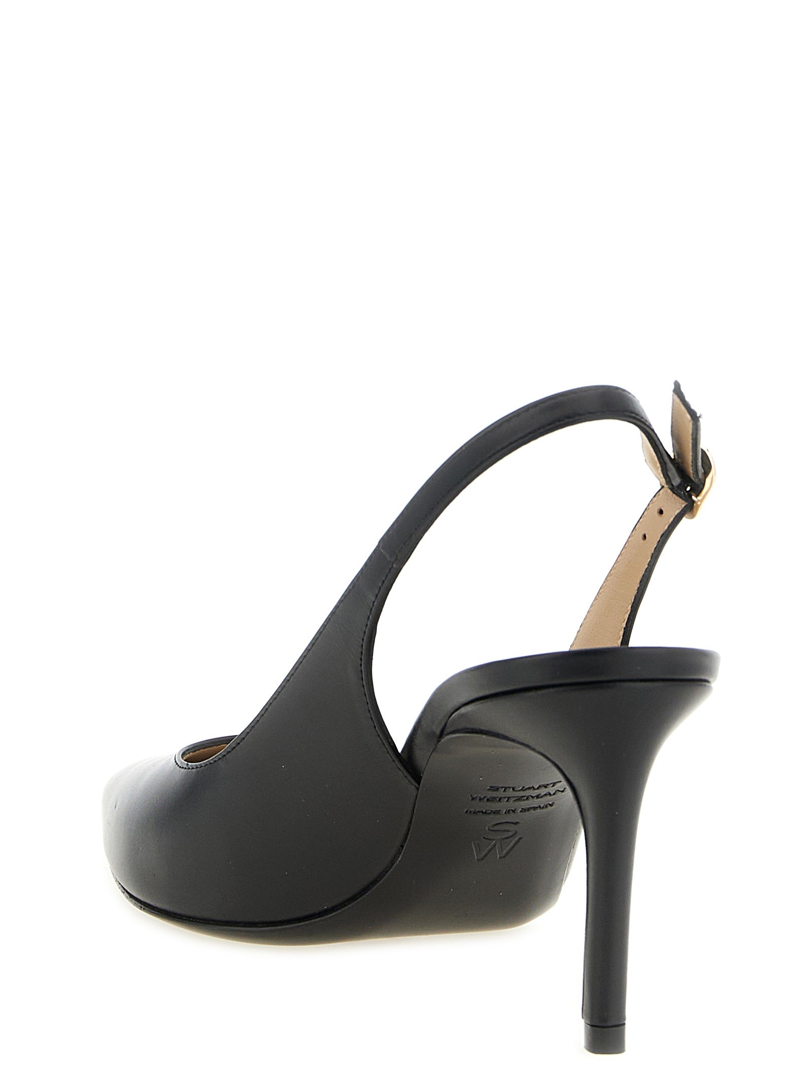 Black Calfskin Mid Heel Pumps