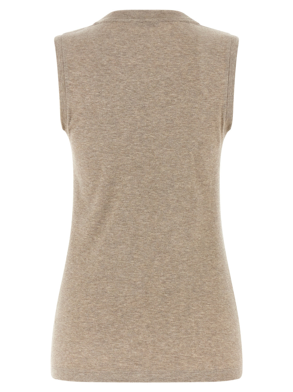 Beige Viscose Sleeveles T-Shirt