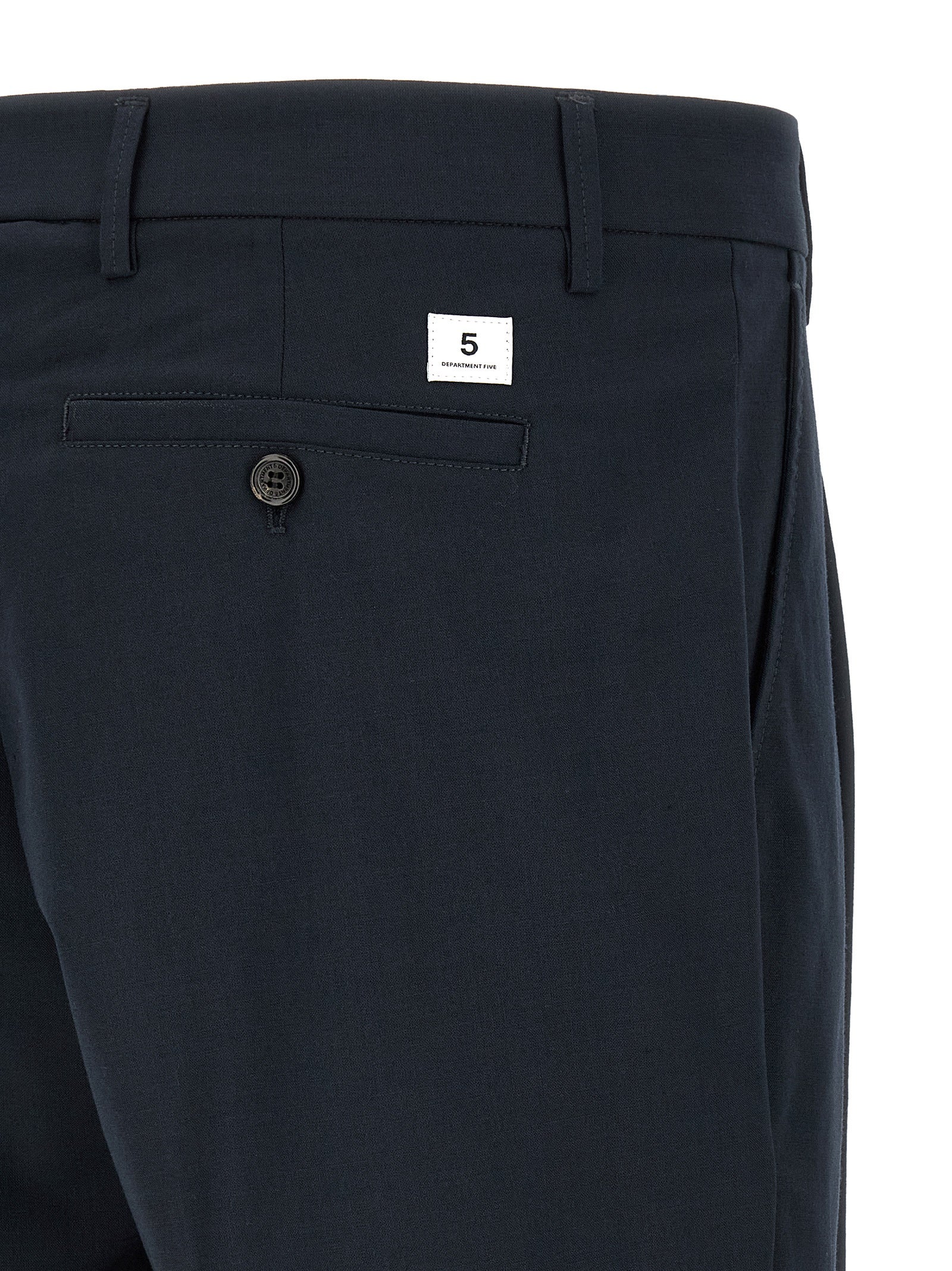 Blue Polyester Casual Pants