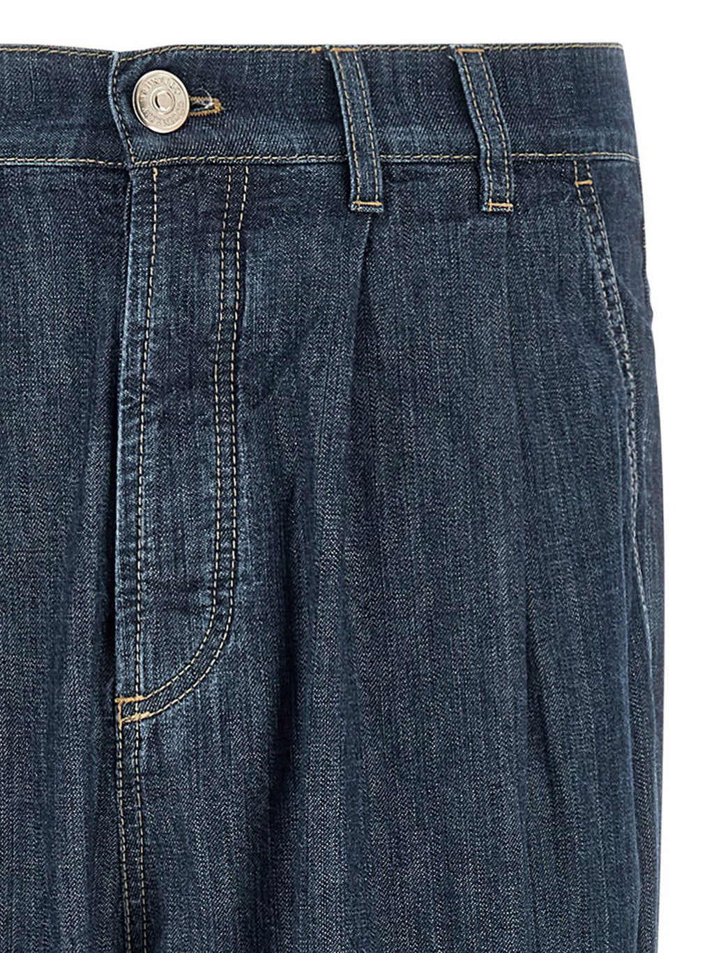 Blue Cotton Straight-Leg Jeans