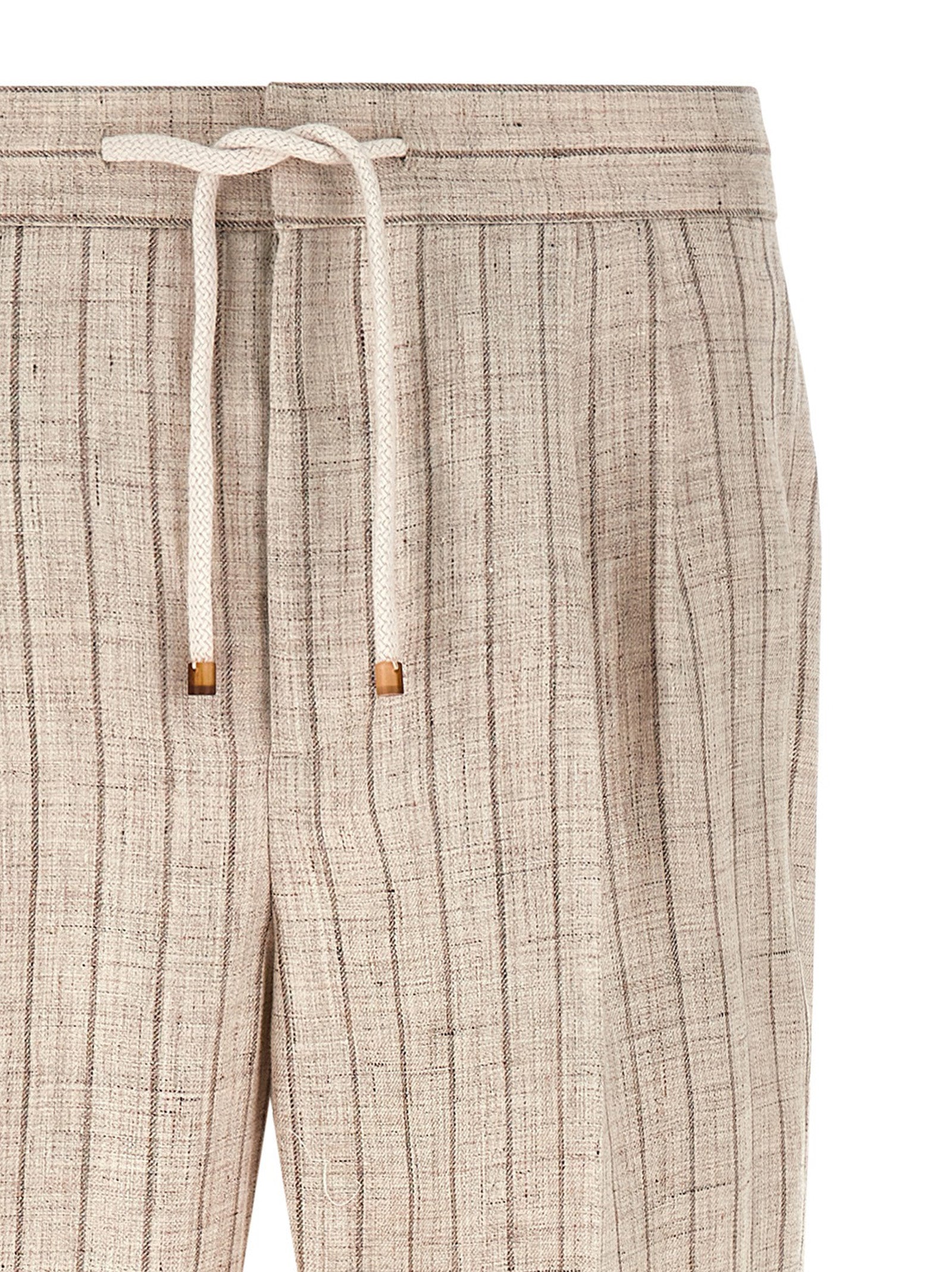 Beige Linen Casual Pants