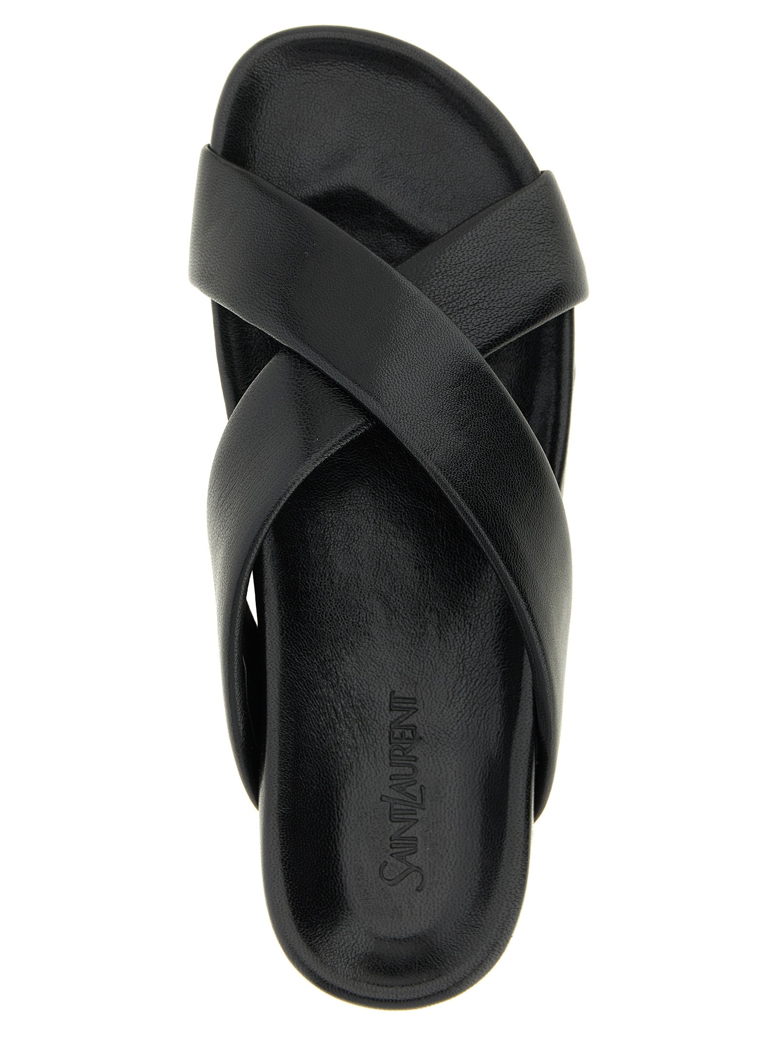 Black Lamb Leather Slides