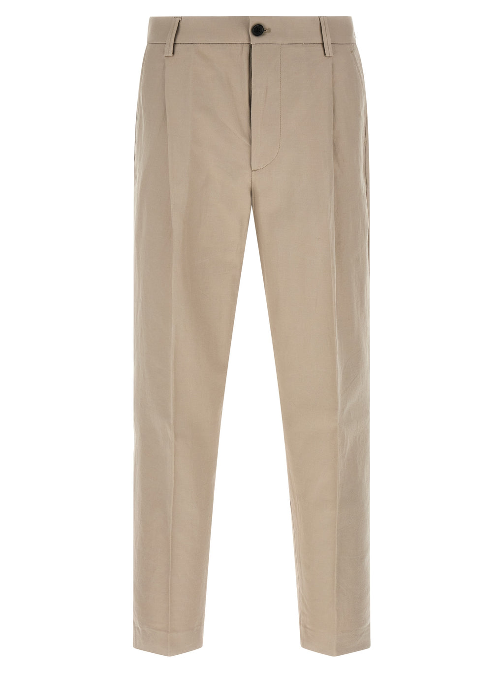 Beige Cotton Casual Pants