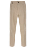 Beige Cotton Casual Pants