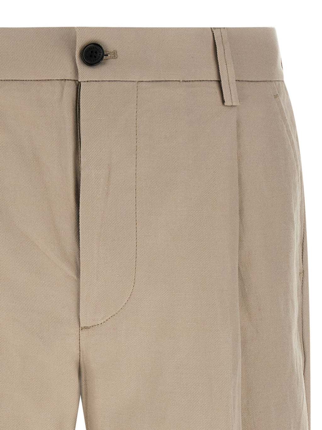 Beige Cotton Casual Pants