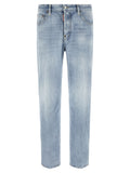 Blue Cotton Straight-Leg Jeans