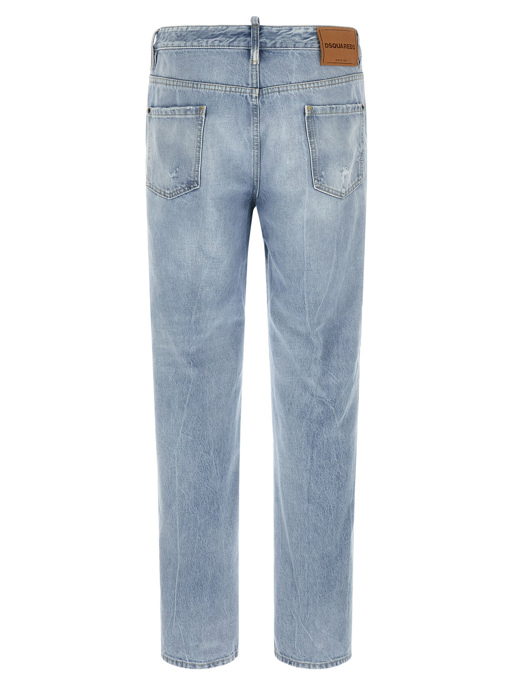 Blue Cotton Straight-Leg Jeans