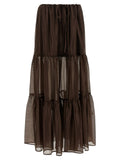 Brown Lycra Mini Skirt