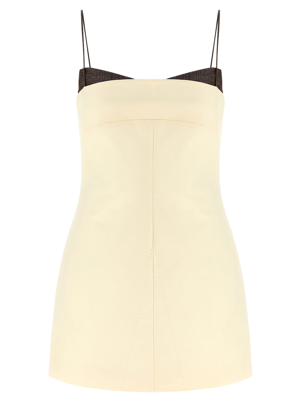 Beige Cotton Short Dress