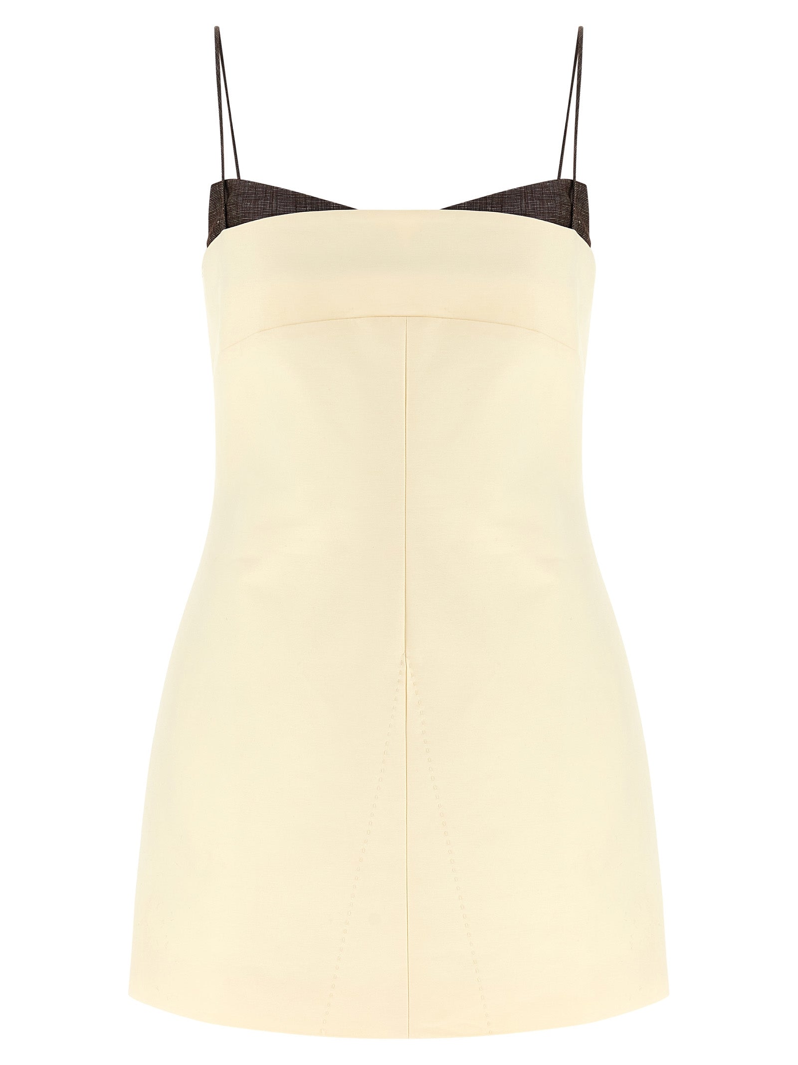 Beige Cotton Short Dress