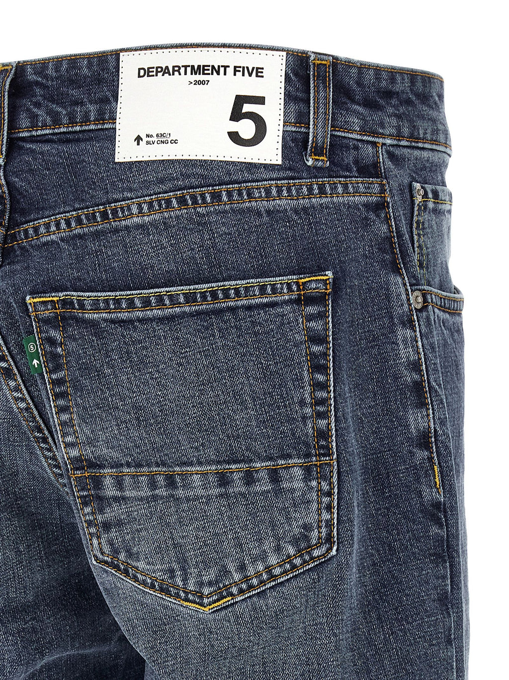Blue Cotton Straight-Leg Jeans