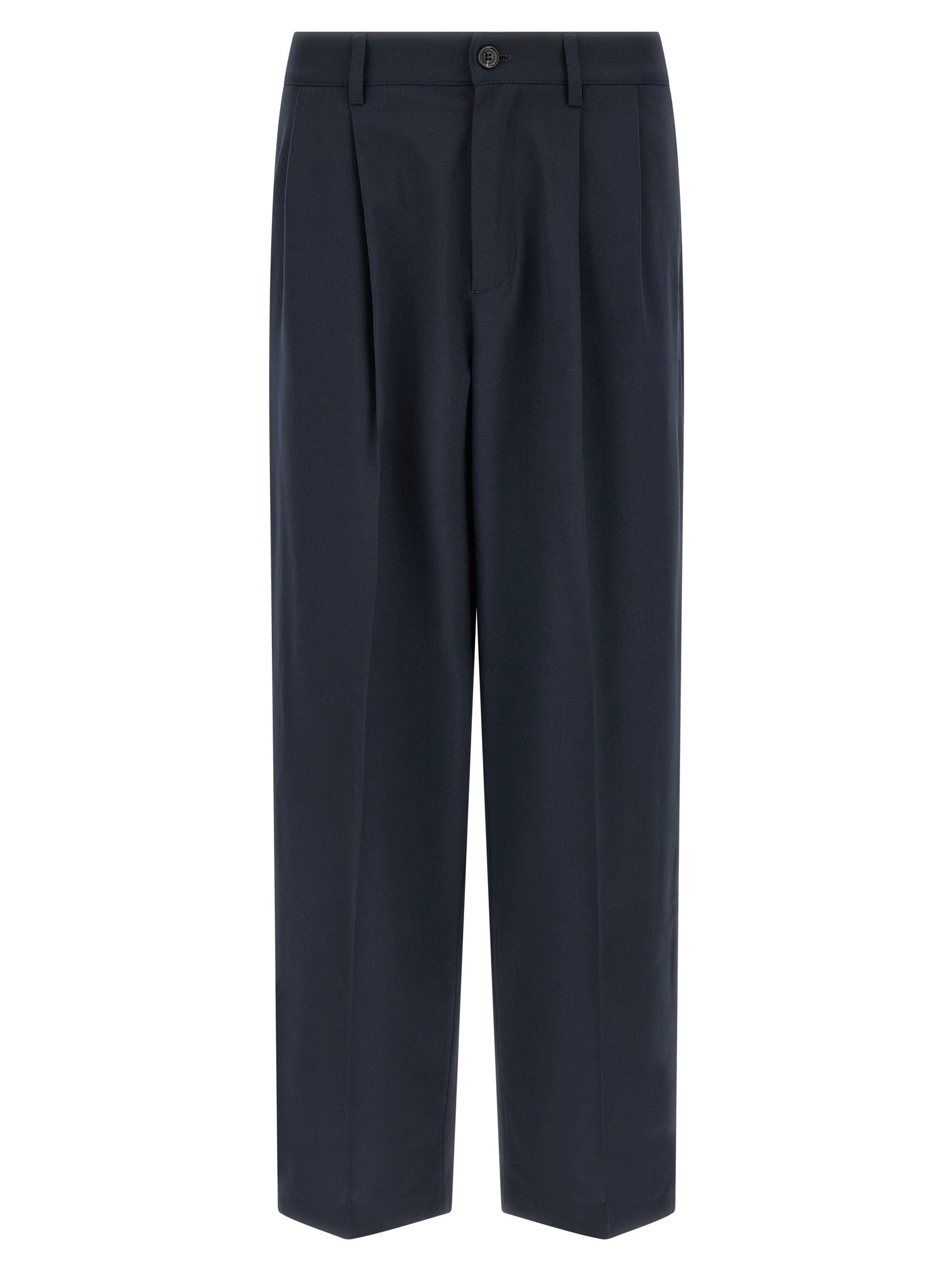 Blue Polyester Chino Pants