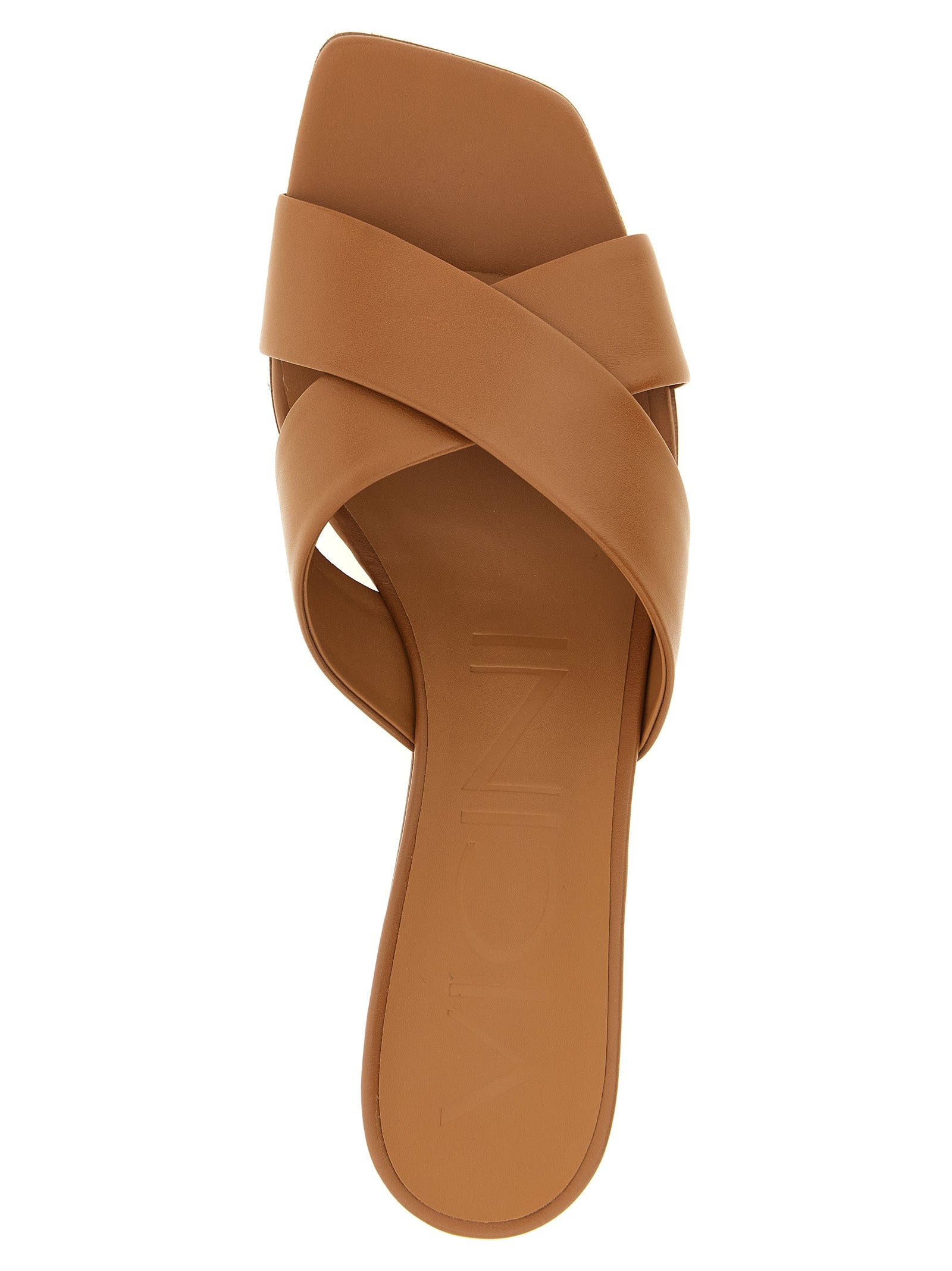 Brown Calfskin Mid Heel Pumps