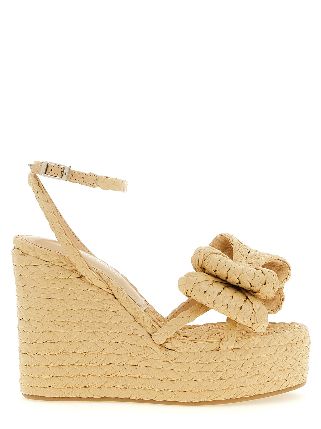 Beige Raffia Wedge Sandals