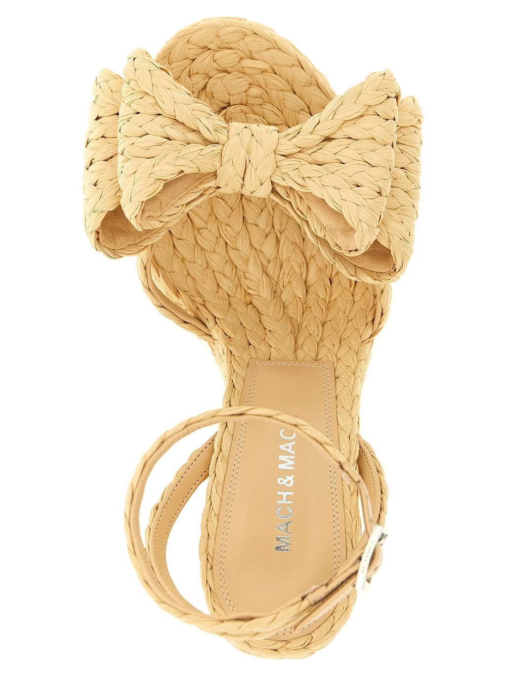 Beige Raffia Wedge Sandals