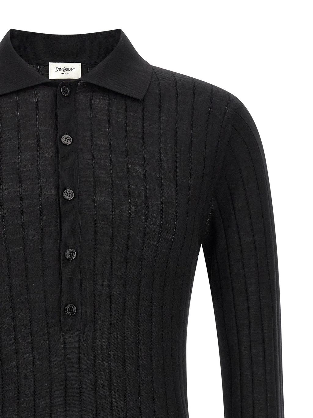 Black Wool Polo Shirt
