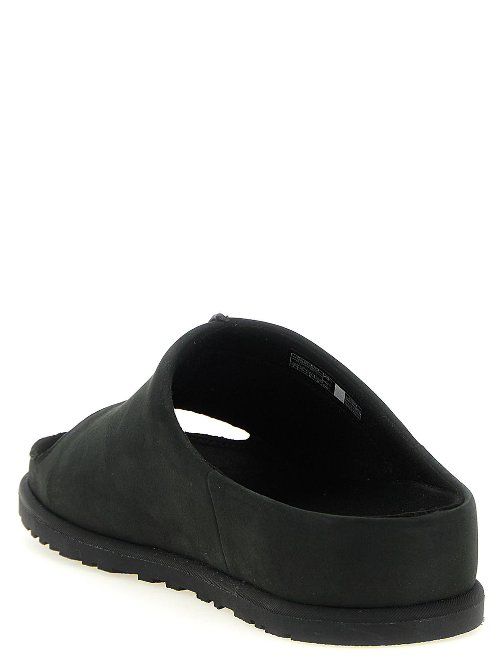 Black Leather Slides
