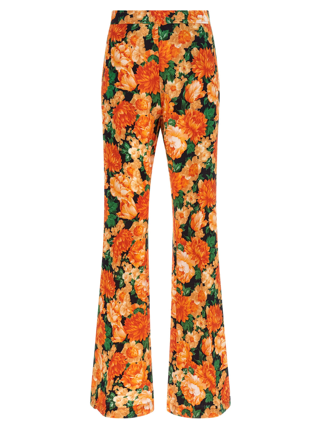 Orange Viscose Flared Pants