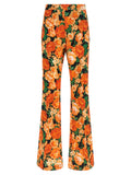 Orange Viscose Flared Pants