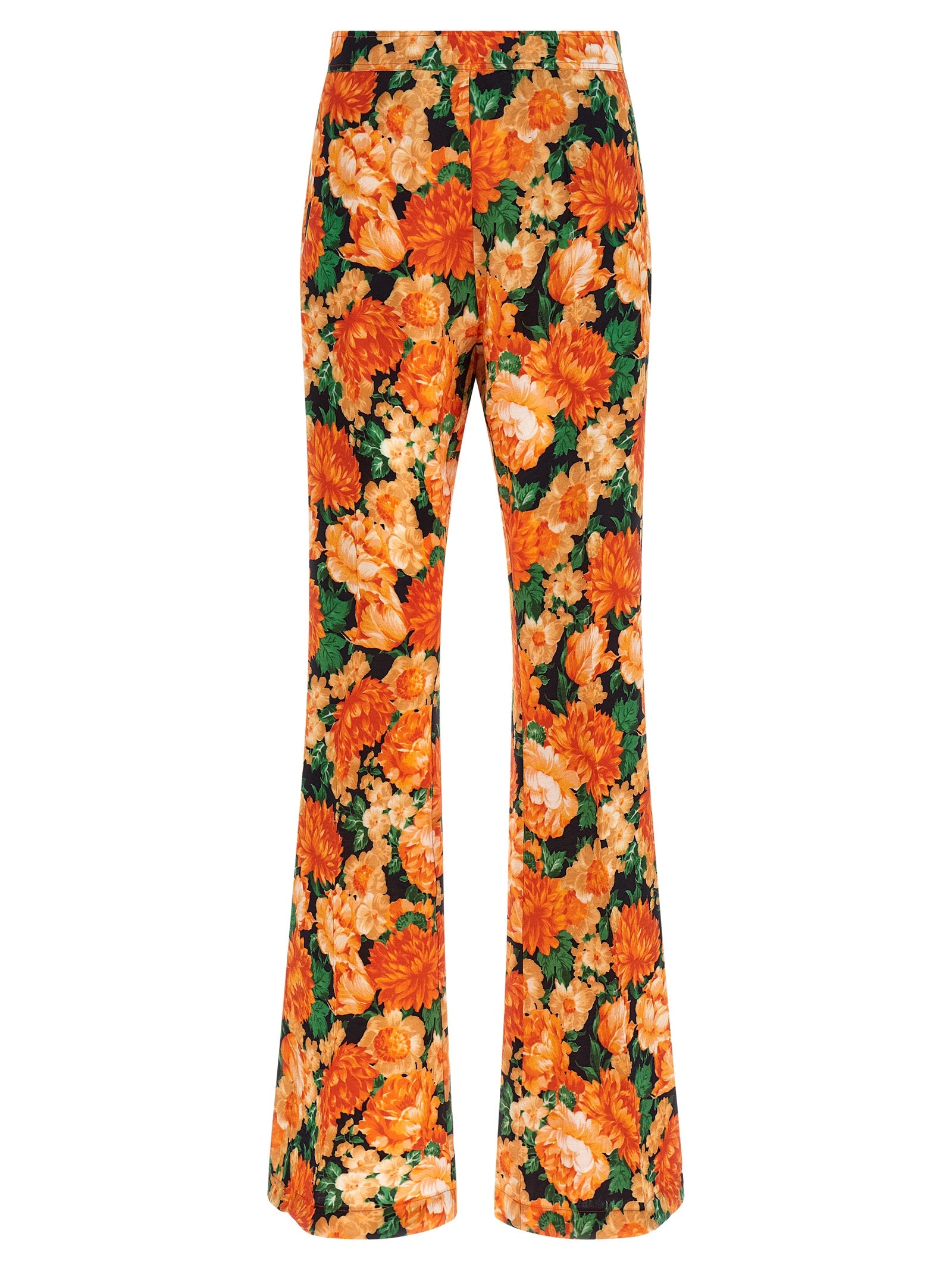 Orange Viscose Flared Pants