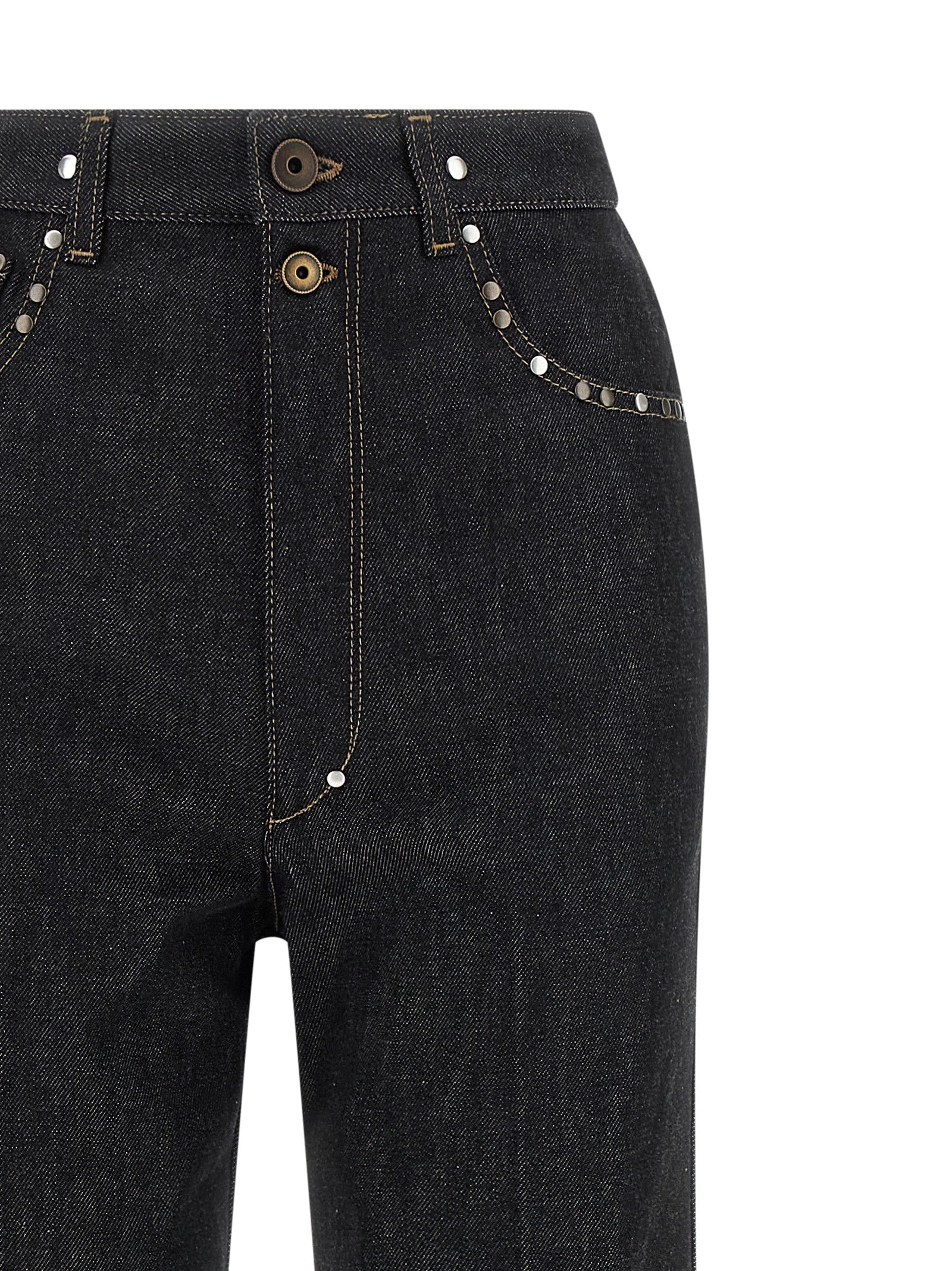 Black Cotton High-Waisted Jean