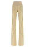 Beige Silk Flared Pants